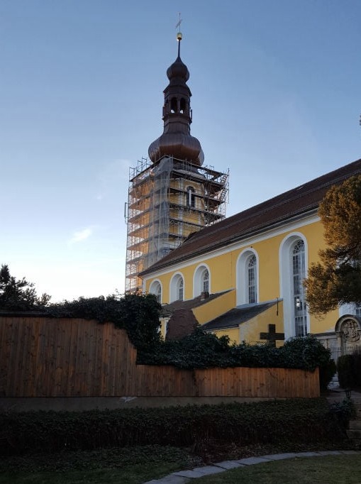 Gerüstbau am Kirchturm
